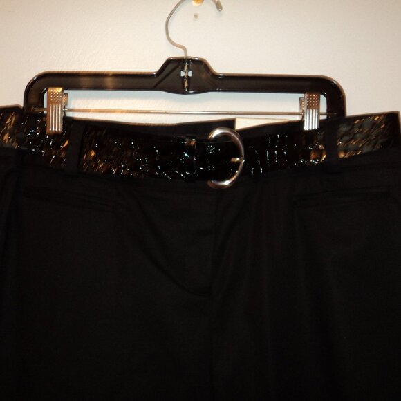 NWT Apt 9 Women's Size 16 Maxwell Fit Capri Pants Cropped Black Faux Croc Belt - Picture 2 of 11